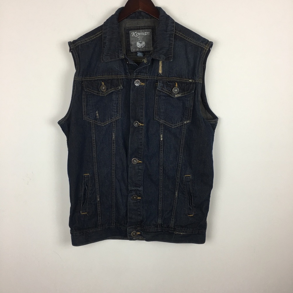Denim Distressed Blue Vest Size 2X